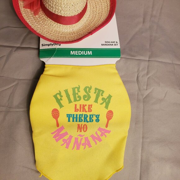 SimplyDog Costume Dog Hat & Bandana Set "Fiesta Like Theres No Manana" NWT - Picture 2 of 6